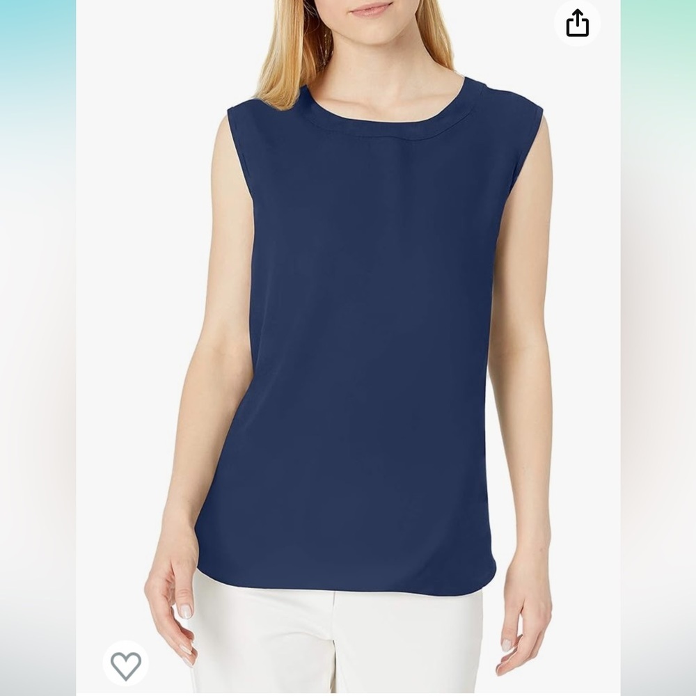 Anne Klein Womens U-neck Shell Blouse Navy 2X